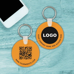 Orange Logo QR Code Scan Me Promotional Keychain