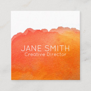 Orange logo watercolor modern creative industry square business card