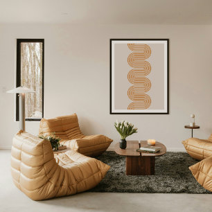 Orange Lombard Wavy Lines Modern Minimal Art Print
