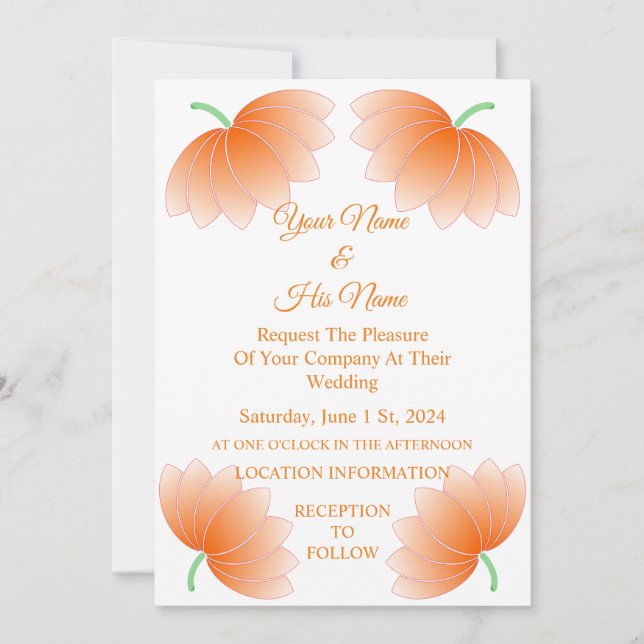 Orange Lotus Blossom Flowers Thunder_Cove  Invitation (Front)