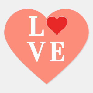 Orange LOVE and Heart Elegant Romantic Sticker