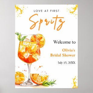 Orange Love at First Spritz Bridal Shower Welcome  Poster