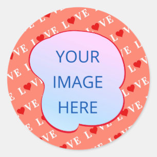 Orange LOVE Heart Classic Round Sticker