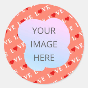 Orange LOVE Heart Classic Round Sticker