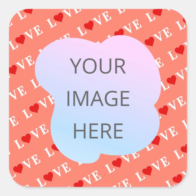 Orange LOVE Heart Square Sticker (Front)
