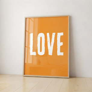Orange Love Kitchen Wall Art Print Retro  Home 