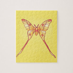 Orange Luna Moth Art – Colourful Insect Jigsaw Puzzle