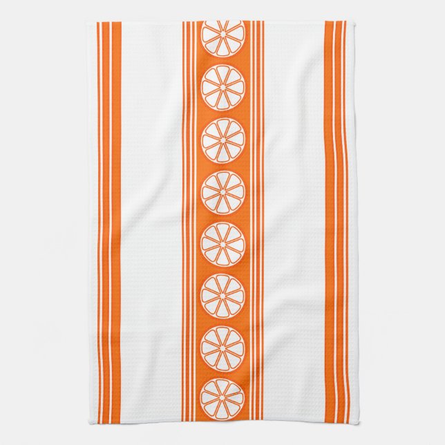 Orange Luxury Jacquard Stripes Kitchen Towel (Vertical)