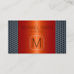 Orange Luxury Stainless Metal Monogram Business Card