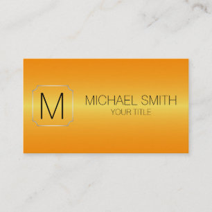 Orange Luxury Stainless Steel Metal Monogram Business Card