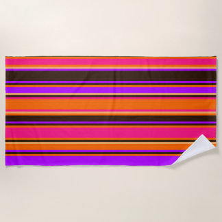 Orange, Magenta, & Purple Striped Beach Towel