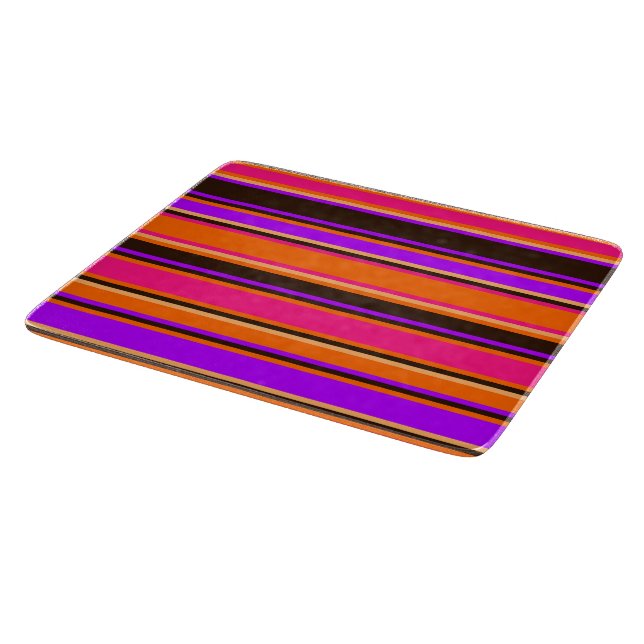 Orange, Magenta, & Purple Striped Cutting Board (Corner)