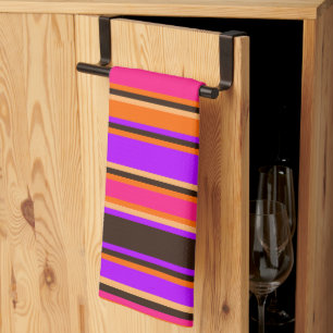Orange, Magenta, & Purple Striped Kitchen Towel
