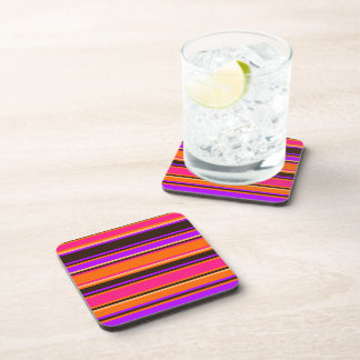 Orange, Magenta, & Purple Striped Square Coaster