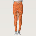 Orange Magic Vintage Celestial Sun Moon Stars Leggings<br><div class="desc">Leggings</div>