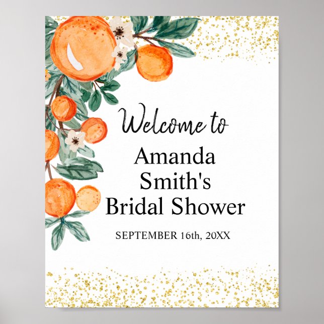 Orange main squeeze Bridal Shower Welcome sign (Front)