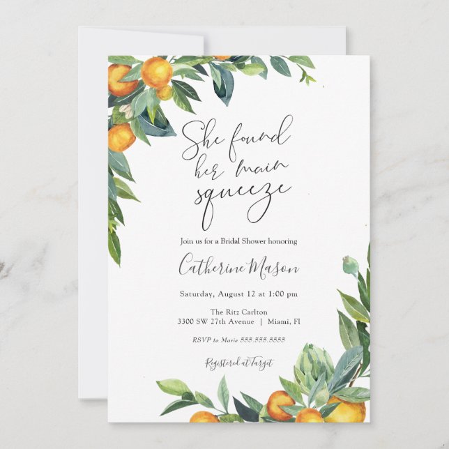 Orange Main Squeeze Douche Invitation (Devant)