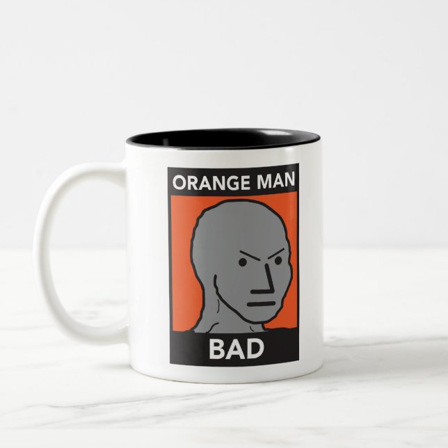 Orange Man Bad Two-Tone Coffee Mug (Left)