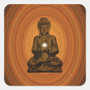 orange mandala for Buddha Square Sticker