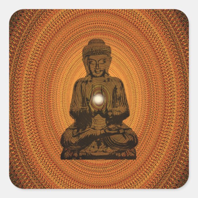 orange mandala for Buddha Square Sticker (Front)