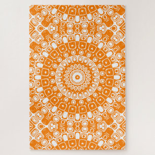 Orange Mandala Geometric Pattern Jigsaw Puzzle
