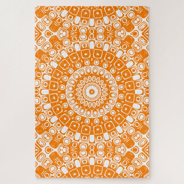 Orange Mandala Geometric Pattern Jigsaw Puzzle (Vertical)