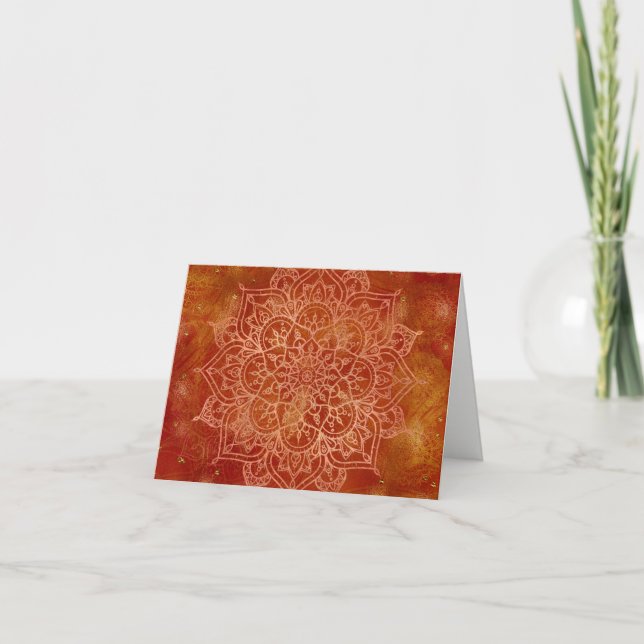 Orange Mandala & Gold Glam Modern Chic Thank You (Front)