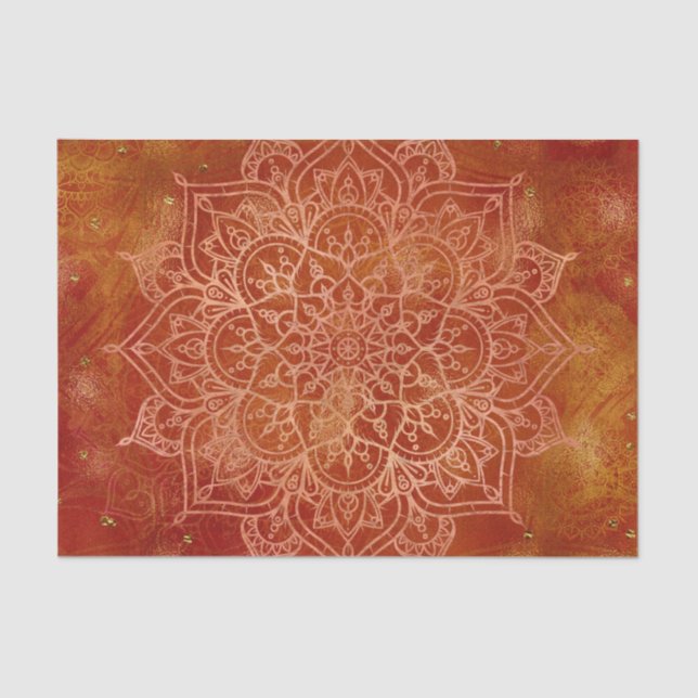 Orange Mandala & Gold Glam Modern Chic Tissue Paper (Front)