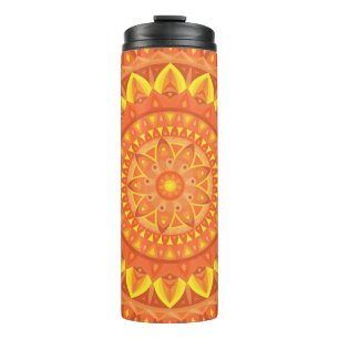 Orange Mandala Warm Boho Travel Cozy Vibrant  Thermal Tumbler