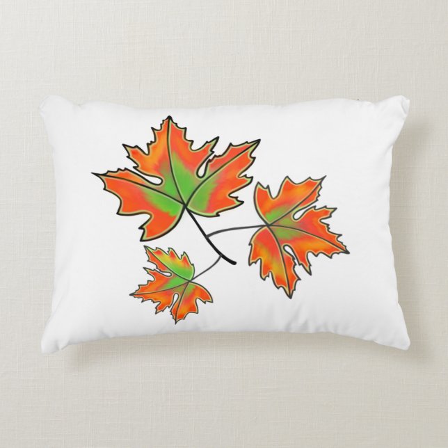 Orange Maple Leaf Accent Pillow (Front)