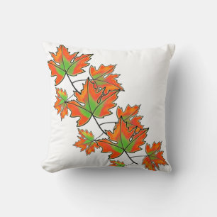 Orange Maple Leaf Throw Pillow