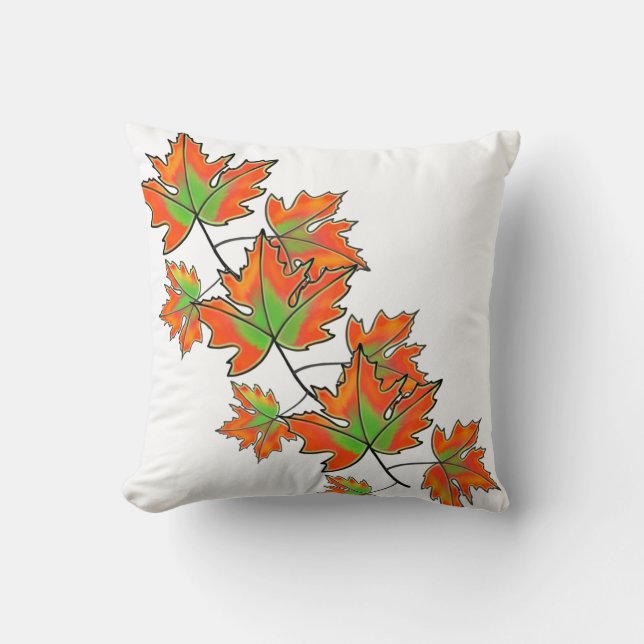 Orange Maple Leaf Throw Pillow (Front)