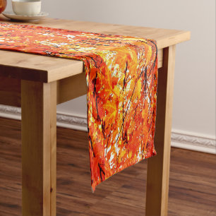 Orange Maple Leaves in Autumn Table Runner