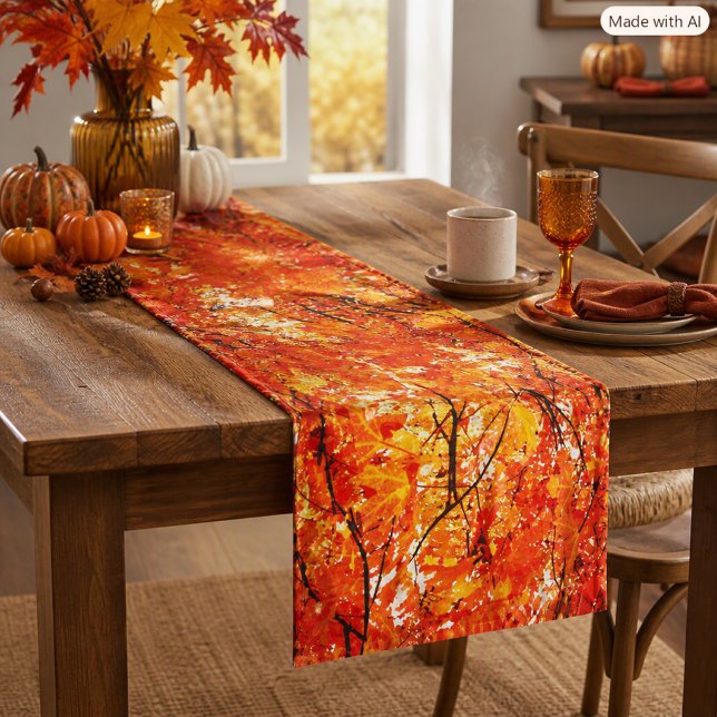 Orange Maple Leaves in Autumn Table Runner (Creator Uploaded)