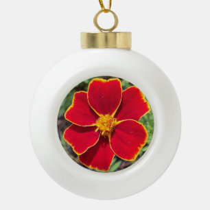 Orange Maragold  Ceramic Ball Christmas Ornament