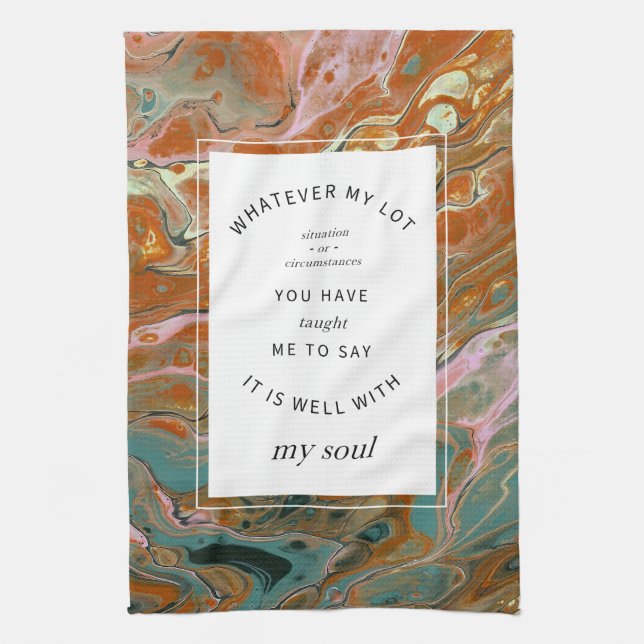 Orange Marble Christian Hymn Kitchen Towel (Vertical)