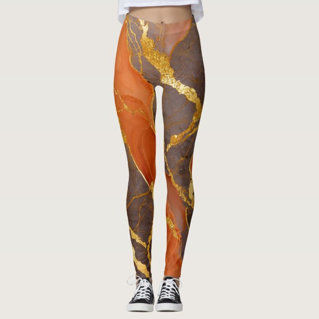 Orange Marble Pattern with Gold Leggings (Front)