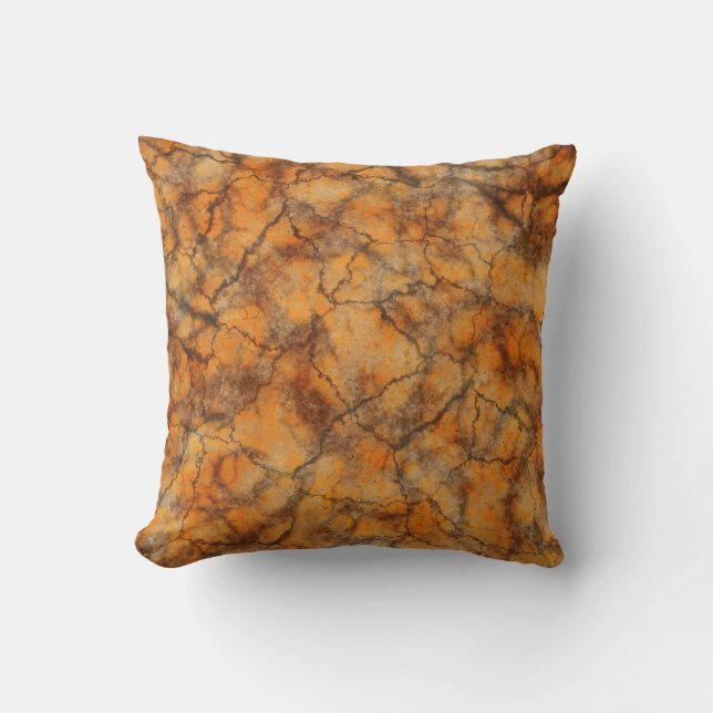 Orange Marble Throw Pillow (Front)