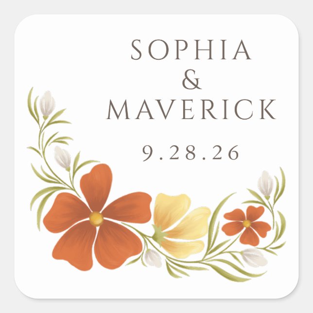 Orange & Marigold Bold Floral Sticker (Front)