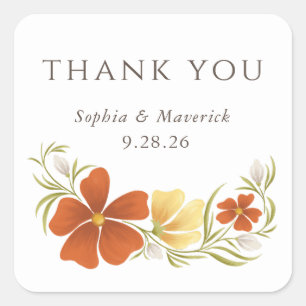 Orange & Marigold Bold Floral Thank You Sticker