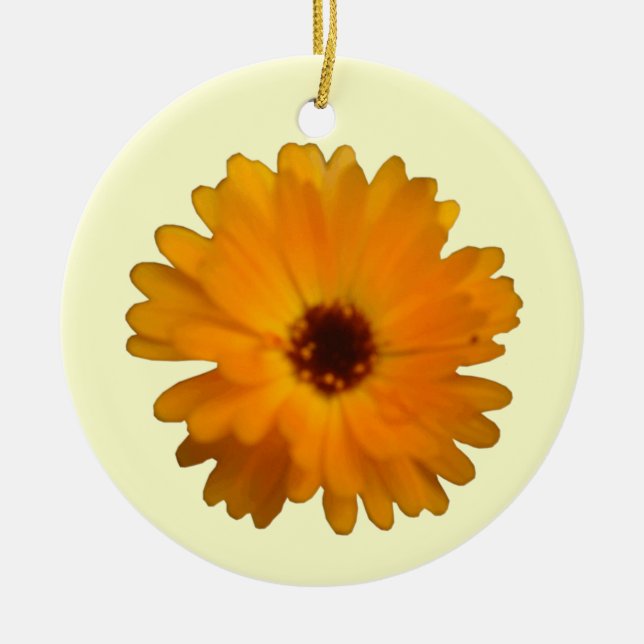 Orange Marigold Custom Birthday Ceramic Ornament (Front)