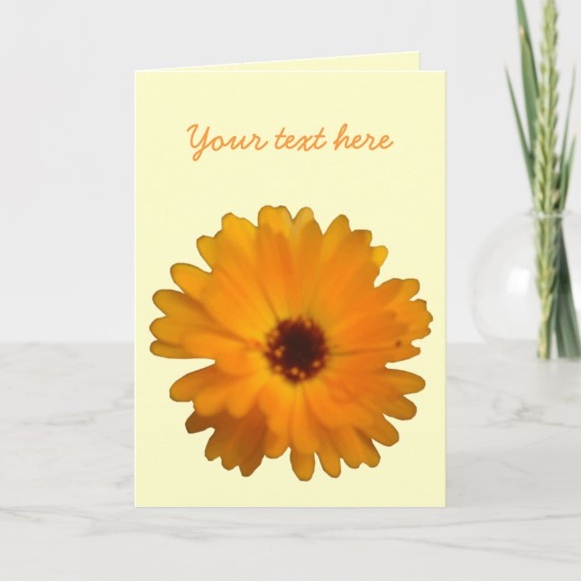 Orange Marigold Customizable Greeting Card (Front)