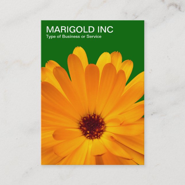 Orange Marigold - Deep Grass Green Business Card (Front)