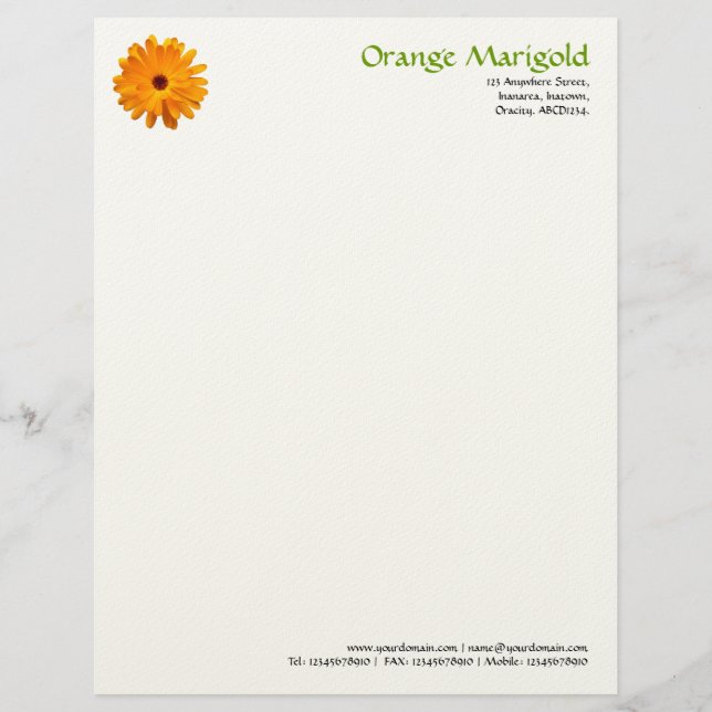 Orange Marigold - (Felt) Letterhead (Front)