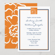 Orange Marigold Flower Floral and Blue Wedding