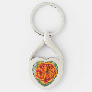 Orange Marigold Flower Keychain