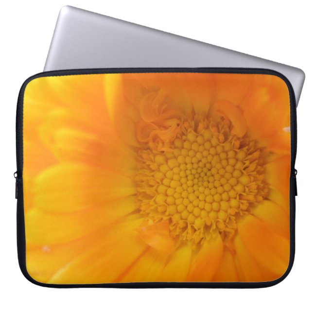 Orange Marigold Macro Laptop Bag (Front)