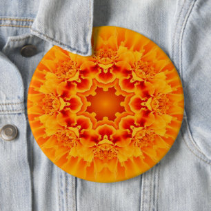 Orange Marigold Mandala 6 Inch Round Button