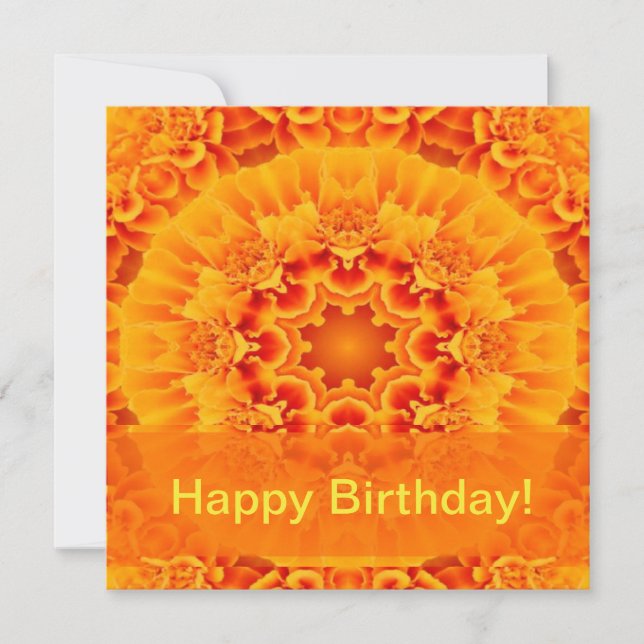 Orange Marigold Mandala Card (Front)