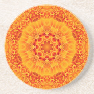Orange Marigold Mandala Coaster